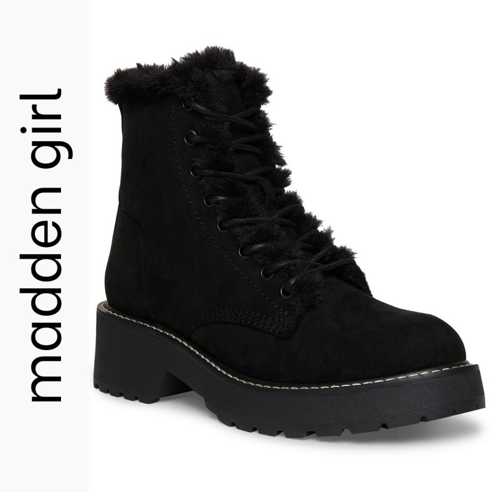 NWT Madden Girl Carra Faux-Fur Combat Booties 7